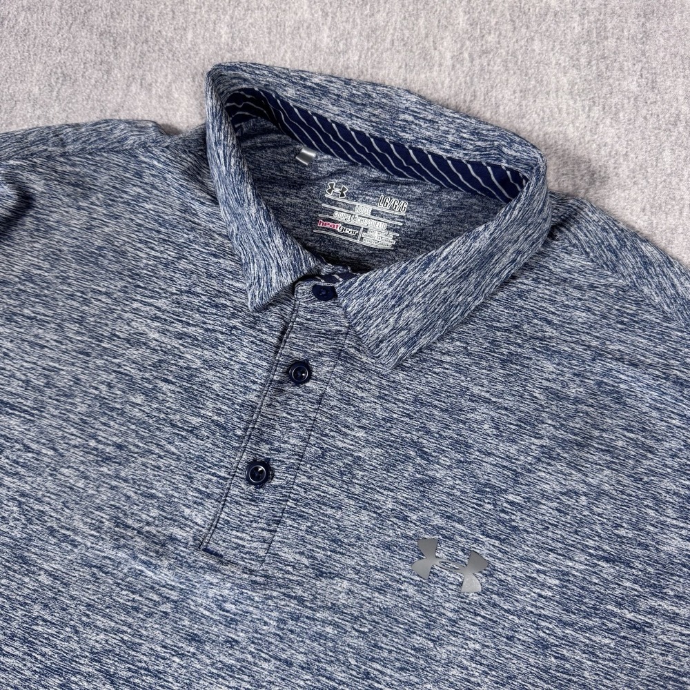 UNDER ARMOUR Men's Polo Shirt Collared Loose Heat Gear Heathered Gray L
